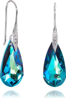 Produktbild von MATERIA by Matthias Wagner Damen Ohrhänger Tropfen 925 Silber mit Glaskristallen Blau inkl. Box SO-51