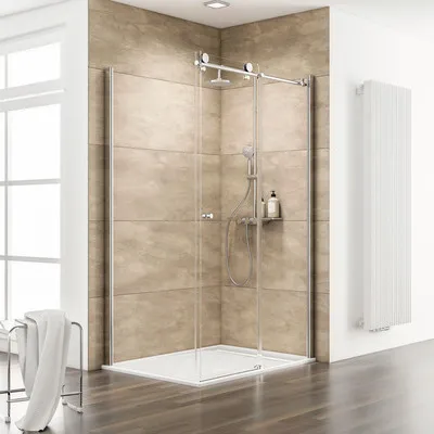 Produktbild von Duschtür mit Seitenwand mit Schiebetür SCHULTE MasterClass ExpressPlus 90 x 120 cm Profil chrom Klarglas schmutzabweisen
