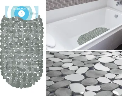 Produktbild von Circul Badewannenmatte 68 x 35 cm grau Steinoptik modern - Anti-Rutsch