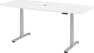 Produktbild von bümö Konferenztisch elektrisch XDSM22 - Nachbildung: Weiß, Gestell: Silber