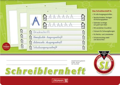 Image de 10X BRUNNEN 1044040 Cahier d'apprentissage de l'écriture, A4 horizontal, 16 feuilles, linéature SL