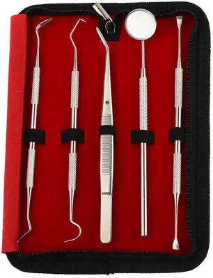Produktbild von 5er Dental Set Zahnreinigung Set Zahnsteinentferner Zahnsonde Mundspiegel Zahnpflege