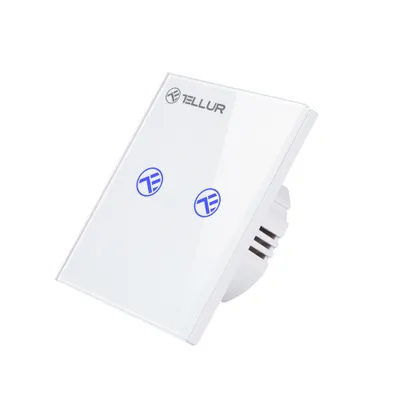 Produktbild von WLAN-Doppelschalter mit Touch, Glas, Tellur SS2N, 2 Kanäle, Weiß