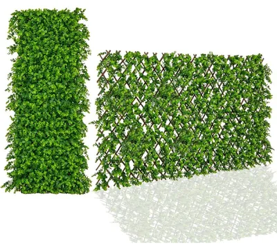 Productafbeelding van Decoratieve kunststof hekpanelen met eucalyptussen, 180 x 90 cm, groen