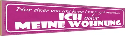 Produktbild von vianmo Holzschild 10x46 cm ich oder meine Wohnung gut Dekoration