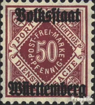 Produktbild von Briefmarken Württemberg 1919 Mi D143a  mit Falz Ziffern in Raute