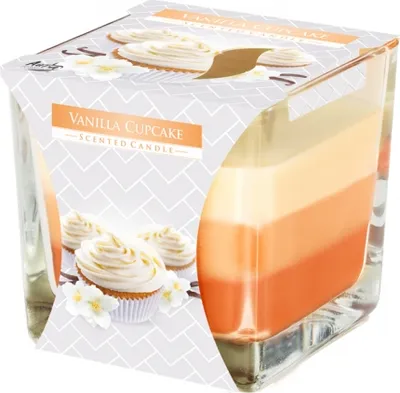 Obrázek produktu pro Bispol wieca trjkolorowa w szkle Ciasteczko Waniliowe, 170g