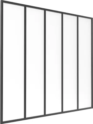 Produktbild von Innenfenster aus pulverbeschichtetem Aluminium und satiniertem Glas Schwarz 150 x 130 cm (B x H) – BAYVIEW