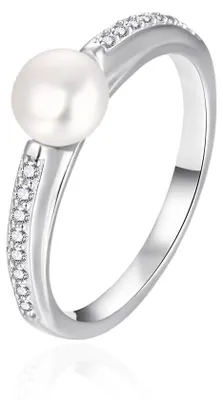 Image de Bague élégante en argent avec perle véritable AGT-R08W - Circonférence : 52 mm