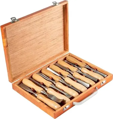 Productafbeelding van Houtsnijgereedschap, set handbeitels, professionele gutsen, 12 stuks
