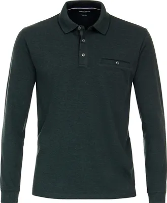 Produktbild von CasaModa XXL Langarm-Poloshirt dunkelgrün melange