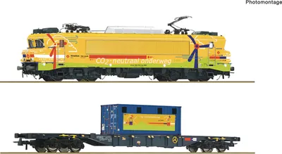 Produktbild von Roco 7500117 2-tlg. Set: Elektrolokomotive 1756 mit Containertragwagen