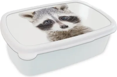 Obrázek produktu pro KitchenYeah® Lunch Box Box na svačinu 17x11 cm Mýval - Zvířata - Příroda - Bílý dětský svačinový box - Box na oběd - Děti - Sendvičový box - Školní box - Boxy na svačinu