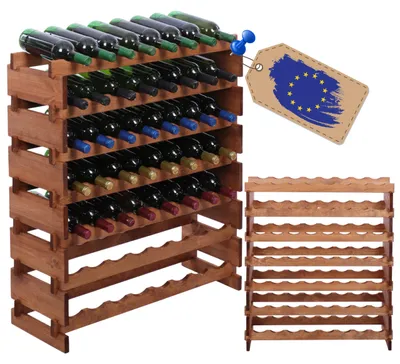 Produktbild von MODO24 Weinregal 56 Flaschen, Modulares Holzregal, Flaschenständer für Wein, Weinschrank, Getränkeregal, Stapelbar, 93x84x28 cm, Braun, RW11