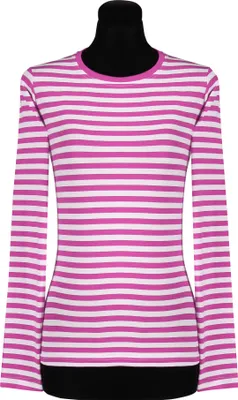 Produktbild von T2976-1102-M pink-weiß Damen Langarm tailliert Ringelshirt Gr.M=40