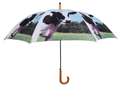 Image de Parapluie avec manche en bois - Vache - H 95 x D 120 cm