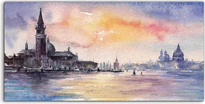 Produktbild von Coloray Acrylbild 120x60  Wandbild Acrylbilder Venedig Italien bei Sonnenuntergang