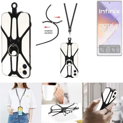 Produktbild von K-S-Trade 3in1 Handykette Handyband Handykordel Halsband Smartphone-Ring Handy-Ring kompatibel mit Infinix Note 40 Fingerhalterung Handyring