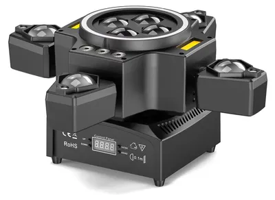 Immagine prodotto di Effetto luce mobile - 4-in-1 RGBW - 120 W - Con luce laser e stroboscopica - DMX512, telecomando - Spina EU - Colore nero
