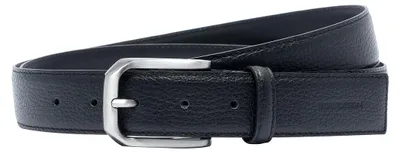 Immagine prodotto di Cintura da uomo Momo Design, in vera pelle, con fibbia in metallo, nera, elegante, prodotta in Italia