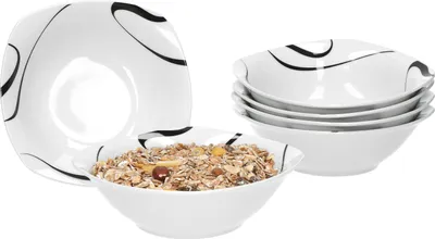 Obrázek produktu pro Galaxy sada 6 misek na cereálie Miska na polévku Miska Ø14,3cm 300ml lineární dekor jemný značkový porcelán