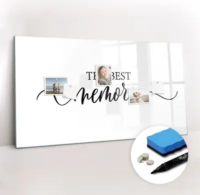 Produktbild von Magnetpinnwand Memoboard - Zubehörsatz - Schwarzer Marker + Schwamm + Magnete - 120 x 60 cm - Erinnerungsinschrift