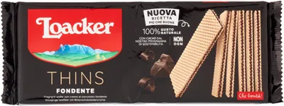 Produktbild von Loacker Thins Fondente Dark Noir Waffeln Zartbitterschokolade 150g