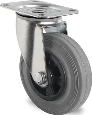 Produktbild von Lenkrolle Rad- 125 mm Tragfhigkeit 100 kg mit Anschraubplatte Polypropylen Vollgummi grau