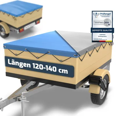 Zdjęcie produktu dla Tarpofix® plandeka do przyczep, 140 x 105 cm, w zestawie lina do mocowania | Płaska plandeka do przyczep wykonana z materiału PVC | Wzmocniona plandeka HP400 do przyczep samochodów osobowych z czasów DDR | Plandeka ochronna do przyczep. Kolor: niebieski