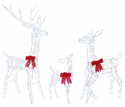 Image de vidaXL, famille de rennes décoratifs en LED pour Noël, 700 LED, lumière blanche froide