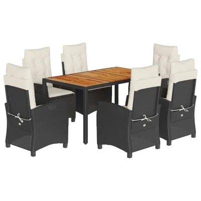 Immagine prodotto di vidaXL set da pranzo da giardino 7 pezzi con cuscini in polirattan nero