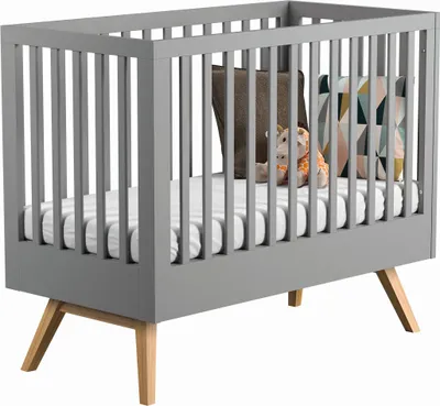 Produktbild von Babybett / Gitterbett Skady 06, Farbe: Grau / Eiche - Liegefläche: 70 x 140 cm (B x L)