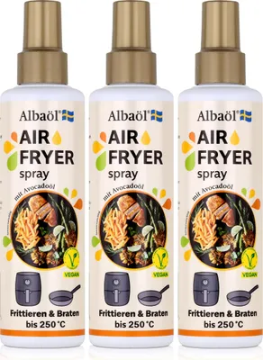 Produktbild von Albaöl Air Fryer Spray mit Avocadoöl 190ml zum frittieren & braten (3er Pack)