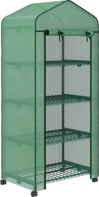 Obrázok produktu pre Fóliový skleník, skleník, miniskleník, rastlinný domček, predpestovacia záhrada, 4 police, 69 x 50 x 165 cm, zelená, 69,00 cm, 50,00 cm, 160 cm