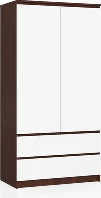 A product image of a wardrobe with two doors and two drawers.