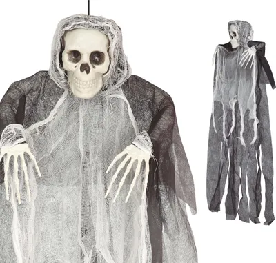 Produktbild von Skelett Dekoration Halloween Hängefigur Spukhaus Gruselige Kulisse Deko Horror Party, Farbe: Grau