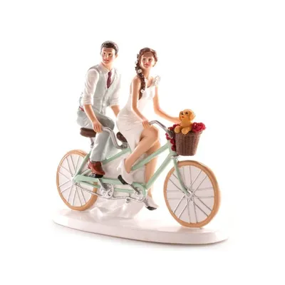 Produktbild von dekora - Hochzeitsfigur Brautpaar Auf Fahrrad - Harzdeko 18 x 15 cm