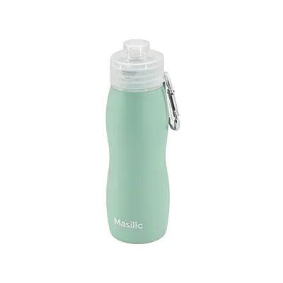 Produktbild von Masilic Silicon Wasserflasche für Hunde, 450ml, Mint, Tragbare BPA-frei Reise-Trinkflasche, Rutschfest, Auslaufsicher Wasserspender Pet Outdoor, Hundezubehör für Spaziergänge & Ausflüge