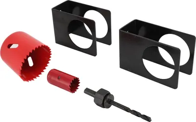 Image de 1?3/8 Inch?1?3/4 Inch Door Entry Lock Installation Kit with Guide Template Door Entry Lock Hole Saw Tool for Wooden Doors (Kit d'installation de serrure d'entrée de porte avec gabarit de guidage pour serrure d'entrée de porte)