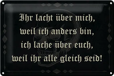 Produktbild von Blechschild Spruch 30x20cm ihr lacht weil ich anders bin