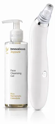 Zdjęcie produktu dla Zestaw elektrycznego urządzenia do oczyszczania twarzy przeciw zaskórnikom oraz żelu do mycia twarzy Rice Joypure 200 ml InnovaGoods