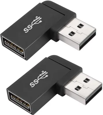 Obrázok produktu pre 90° adaptér USB 3.1 – L-tvarový konektor, samica-samec – prenos dát 10 Gbps – 2 kusy