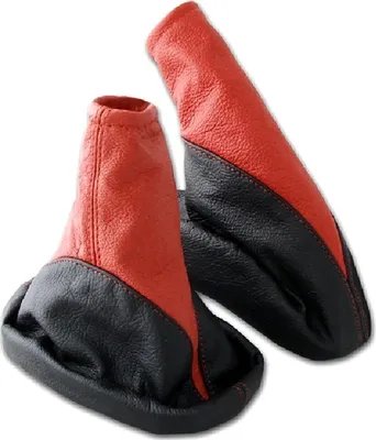 Produktbild von Schaltsack und Handbremsmanschette schwarz rot für Opel Astra G 100% Echtleder
