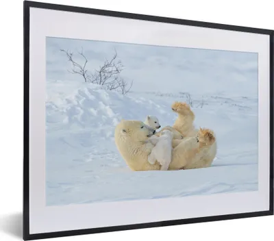 Produktbild von MuchoWow® MuchoWow® Gerahmtes Poster Eisbär - Schnee - Tiere 40x30 cm - Poster mit zchwarzem Bilderrahmen - Bilderrahmen - Poster im Rahmen
