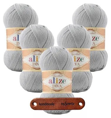 Produktbild von ALIZE Diva Garn Microfaser Polyacryl Silk Effect 5x100g 350m Nadelstärke 2,5-3,5mm zum Häkeln Stricken