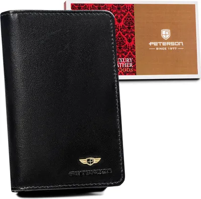 Produktbild von Peterson | Große Ledergeldbörse, für Frauen mit RFID, Naturleder, Schwarz, 9x14 cm