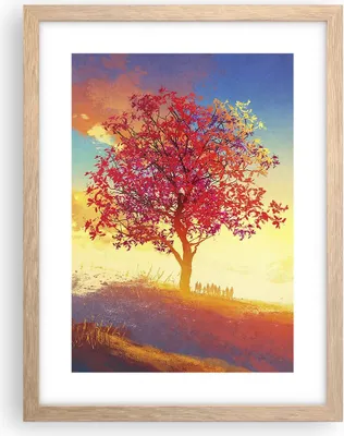 Produktbild von Gerahmtes Poster - Rahmen in heller Eiche - Baum Wiese Feld - 30x40 cm - Wand Bild - Wanddeko - Wandbilder - Kunstposter - Wandposter - Bilderrahmen - Bilder - Kunstdruck - Wandbild - P2NPA30x40-3715