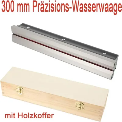 Produktbild von Präzisions-Richtwaage - Maschinen-Wasserwaage 300 mm - Genauigkeit 0,02 mm/m - Industriequalität - Legierter Stahl - Für Drehbank- und Maschinenjustage