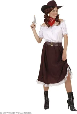 Produktbild von Widmann Kostüm Cowgirl Bluse Rock Gürtel Hut Karneval Mottoparty Gr. M braun