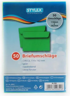 Produktbild von 50 farbige Briefumschläge / Din C6 / Farbe: grün
